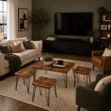 Furniture Sarayi Living Room Furniture Modern Nesting Coffee Table Set Walnut Wood Finish with Center Table & 4 Cofee Tables - F-3022