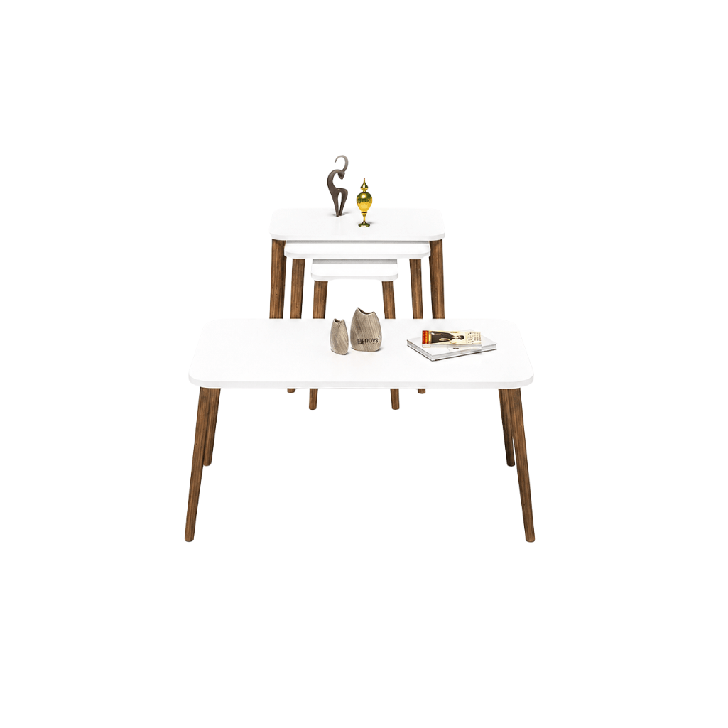 Furniture Sarayi Living Room Furniture Modern Nesting Coffee Table Set with Centre Table & 3 Coffee Tables – F-3008