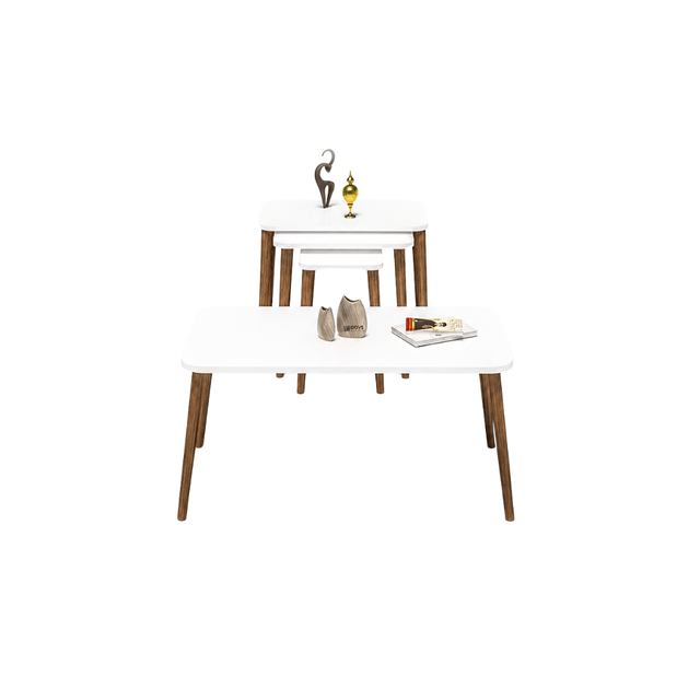 Furniture Sarayi Living Room Furniture Modern Nesting Coffee Table Set with Centre Table & 3 Coffee Tables – F-3008