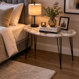 Furniture Sarayi Living Room Furniture Modern Oval Coffee Table with White Marble Top Finish - F-2020