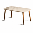 Furniture Sarayi Living Room Furniture Modern Rectangular Coffee Table with Cream Top Finish & Wooden Legs - F-2005