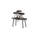 Furniture Sarayi Living Room Furniture Modern Round Nesting Coffee Table Set Black Marble Finish with Center Table & 3 Coffee Tables - F-3015