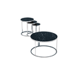 Furniture Sarayi Living Room Furniture Modern Round Nesting Coffee Table Set Black Marble Top with Silver Metal Frame - F-9002