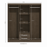 Furniture Sarayi Bedroom Furniture Modern Six Door Wooden Bedroom Wardrobe with Dual Mirrors & 2 Drawers - EX0256