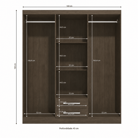 Furniture Sarayi Bedroom Furniture Modern Six Door Wooden Bedroom Wardrobe with Dual Mirrors & 2 Drawers - EX0256