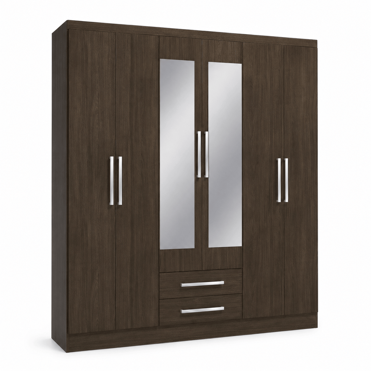Furniture Sarayi Bedroom Furniture Modern Six Door Wooden Bedroom Wardrobe with Dual Mirrors & 2 Drawers - EX0256