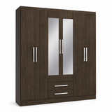 Furniture Sarayi Bedroom Furniture Modern Six Door Wooden Bedroom Wardrobe with Dual Mirrors & 2 Drawers - EX0256