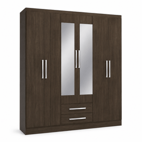 Furniture Sarayi Bedroom Furniture Modern Six Door Wooden Bedroom Wardrobe with Dual Mirrors & 2 Drawers - EX0256