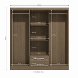 Furniture Sarayi Bedroom Furniture Modern Six Door Wooden Bedroom Wardrobe with Dual Mirrors & 2 Drawers - EX0256