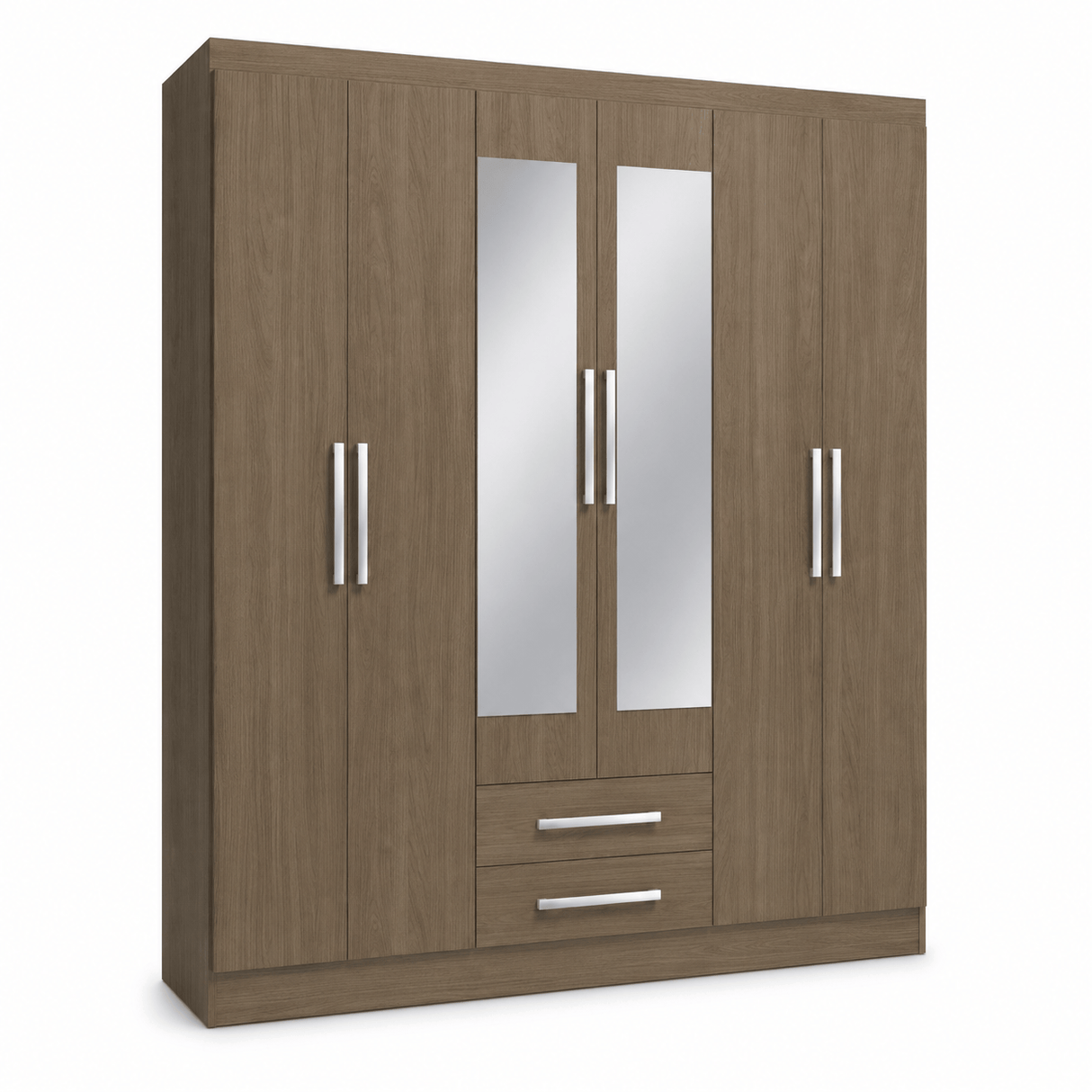 Furniture Sarayi Bedroom Furniture Modern Six Door Wooden Bedroom Wardrobe with Dual Mirrors & 2 Drawers - EX0256