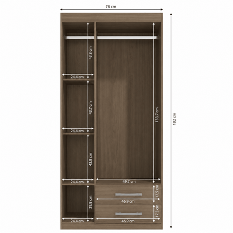 Furniture Sarayi Bedroom Furniture Modern Three Door Wooden Bedroom Wardrobe with Hanging Rail & 2 Drawers - EX085-NT