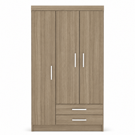 Furniture Sarayi Bedroom Furniture Modern Three Door Wooden Bedroom Wardrobe with Hanging Rail & 2 Drawers - EX085-NT