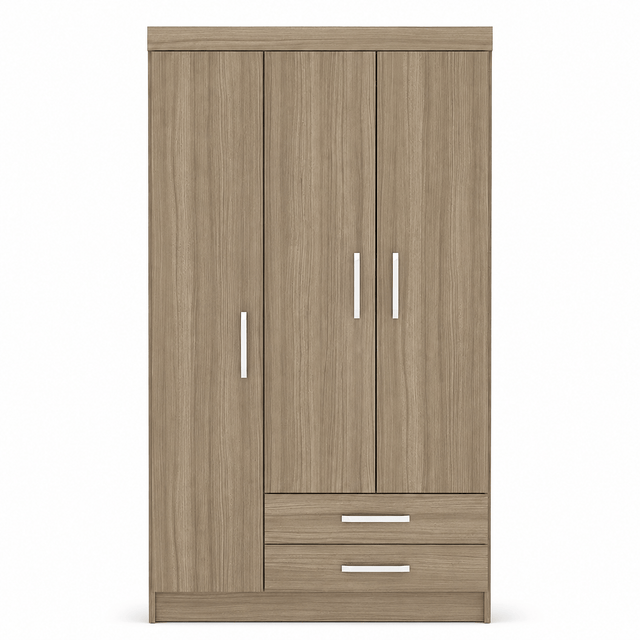 Furniture Sarayi Bedroom Furniture Modern Three Door Wooden Bedroom Wardrobe with Hanging Rail & 2 Drawers - EX085-NT