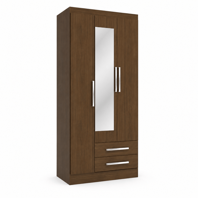 Furniture Sarayi Bedroom Furniture Modern Three Door Wooden Bedroom Wardrobe with Mirror & 2 Drawers - EX098-JA