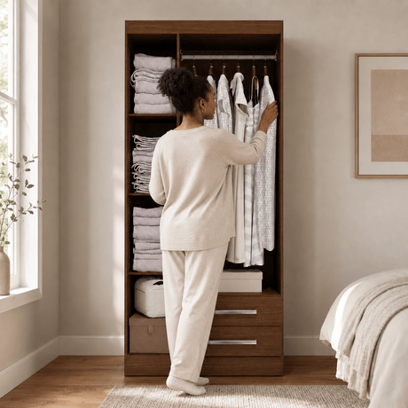 Furniture Sarayi Bedroom Furniture Modern Three Door Wooden Bedroom Wardrobe with Mirror & 2 Drawers - EX098-JA