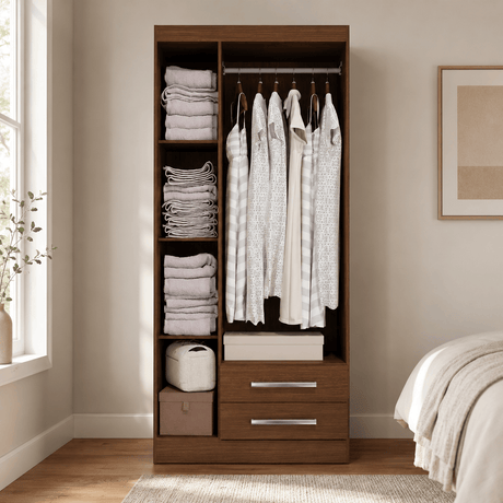 Furniture Sarayi Bedroom Furniture Modern Three Door Wooden Bedroom Wardrobe with Mirror & 2 Drawers - EX098-JA