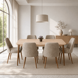 Furniture Sarayi Dining Room Furniture Somono Modern 7-Piece Rectangular Dining Table Set with 6 Upholstered Chairs - STC 05