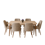 Furniture Sarayi Dining Room Furniture Somono Modern 7-Piece Rectangular Dining Table Set with 6 Upholstered Chairs - STC 05