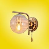 Clear Textured Globe Gold Wall Light