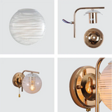 Clear Textured Globe Gold Wall Light