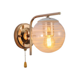 Clear Textured Globe Gold Wall Light