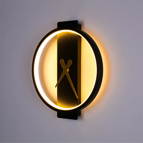 Glowing Sundial Black 3000K LED Wall Sconce Light - 18W