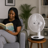 H&A Fan & Cooler H&A 16" Table Top Rechargeable Fan with 3 Speeds, USB Charging Port & LED Night Light – H&A-215-16