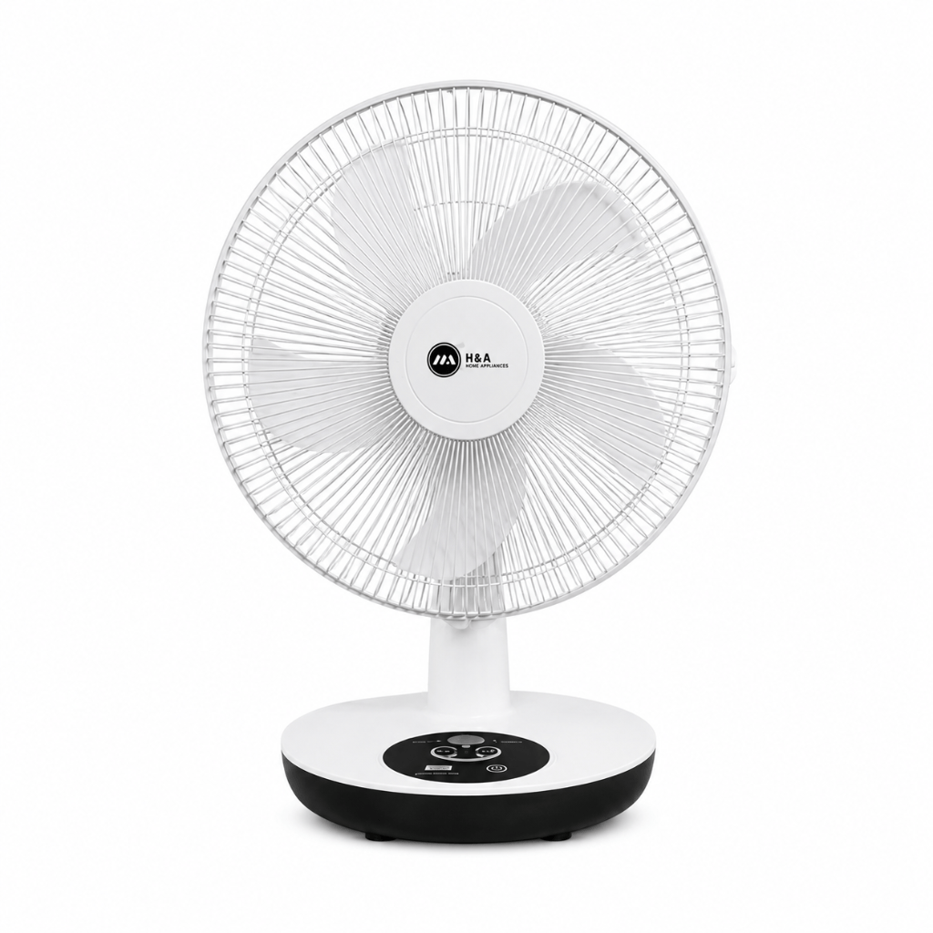 H&A Fan & Cooler H&A 16" Table Top Rechargeable Fan with 3 Speeds, USB Charging Port & LED Night Light – H&A-215-16