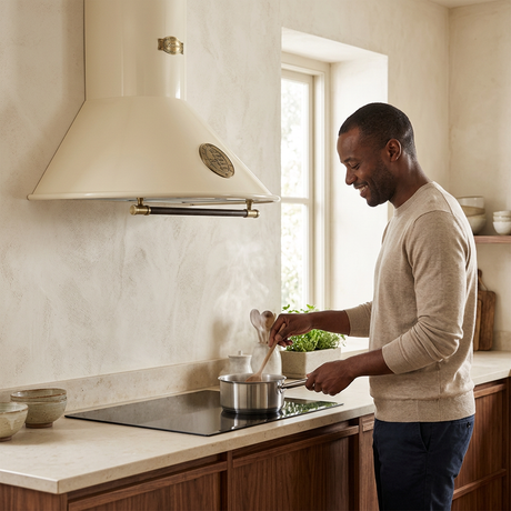 Home cook beneath the ivory Belle Epoque hood