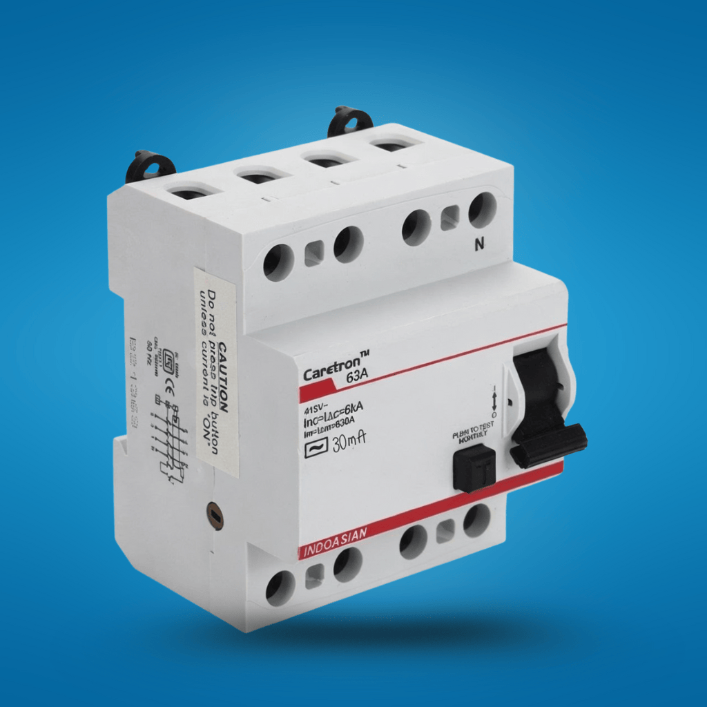 Indoasian Load Centers & Circuit Protection Indoasian Caretron 63A Four Pole RCCB - F/P RCCB 63A, 30mA