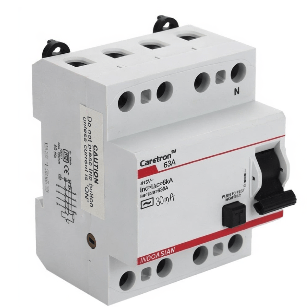Indoasian Load Centers & Circuit Protection Indoasian Caretron 63A Four Pole RCCB - F/P RCCB 63A, 30mA