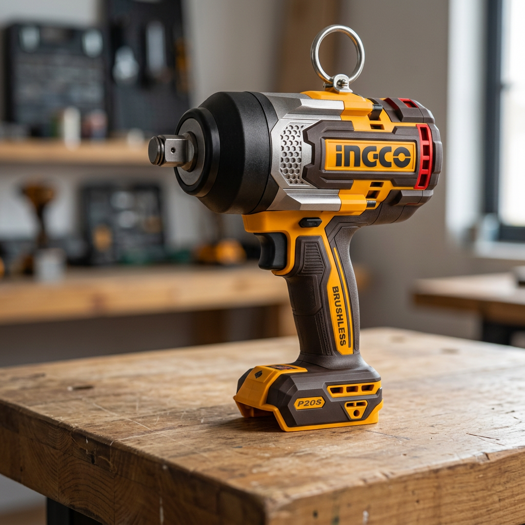 Ingco 1350Nm impact wrench on a workshop bench