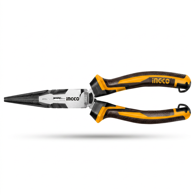 Ingco high-leverage long-nose pliers on white