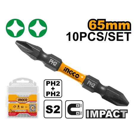 Ingco Screwdriver Bits Ingco 10 Pieces Impact PH 65mm Screwdriver Bit Set - SDBIM21PH233
