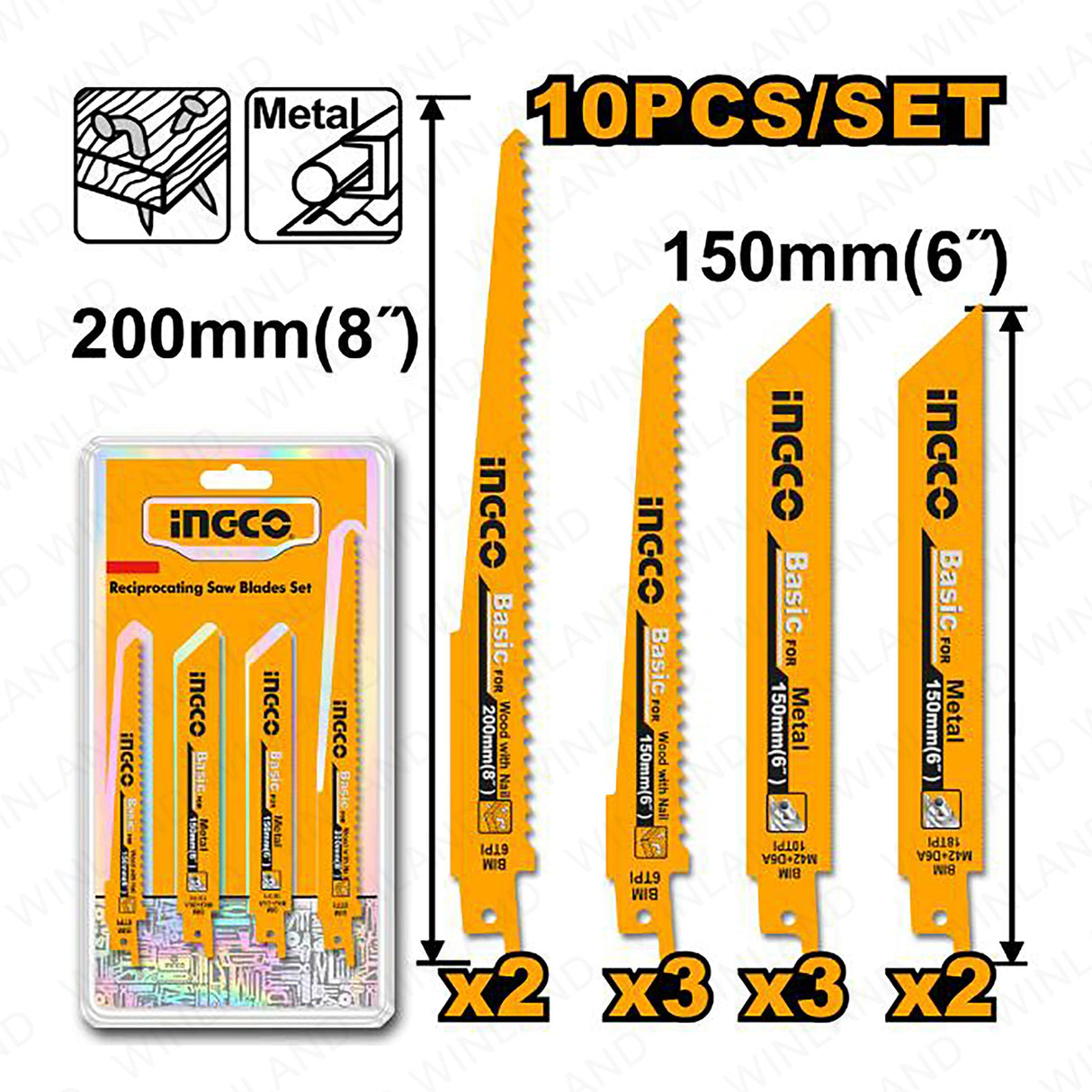 Ingco Saw Blades Ingco 10 Pieces Reciprocating Saw Blade Set - RSB1001