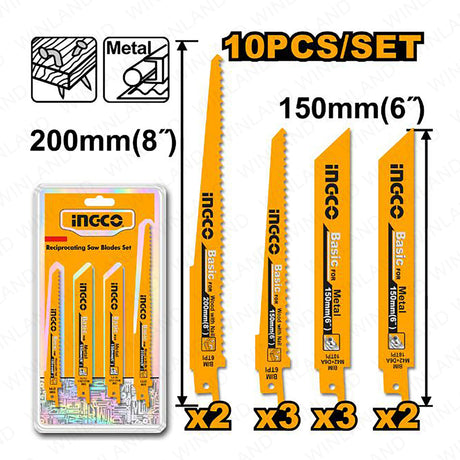 Ingco Saw Blades Ingco 10 Pieces Reciprocating Saw Blade Set - RSB1001