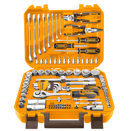 Ingco Sockets & Hex Keys Ingco 100-Piece Professional Hand Tool Set with Ratchet Wrenches & Sockets – HKTHP21001