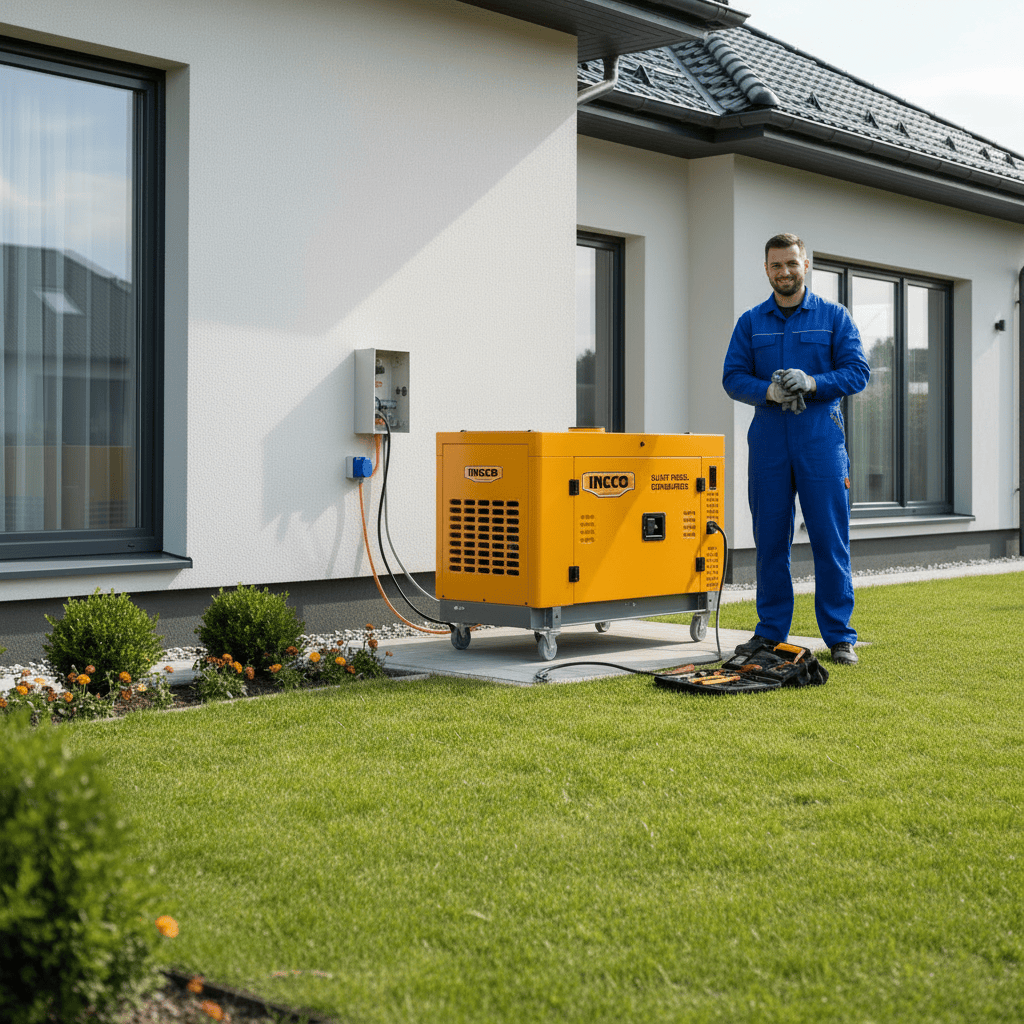 Ingco Generators Ingco 10kW Silent Diesel Generator with 794cc V-Twin Water-Cooled Engine, Electric Start & 26L Fuel Tank