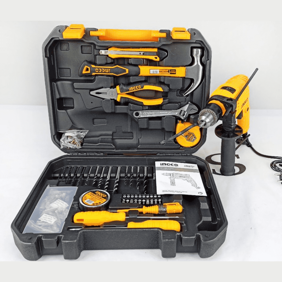 Ingco Tool Set Ingco 115 Pieces Tools Set with 680W Hammer Impact Drill - HKTHP11151