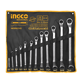 Ingco Wrenches Ingco 12-Piece Offset Ring Spanner Set - HKSPA3142