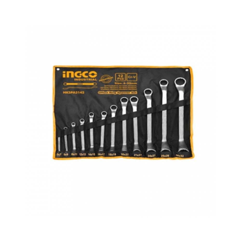 Ingco Wrenches Ingco 12 Pieces Offset Ring Spanner Set - HKSPA3142