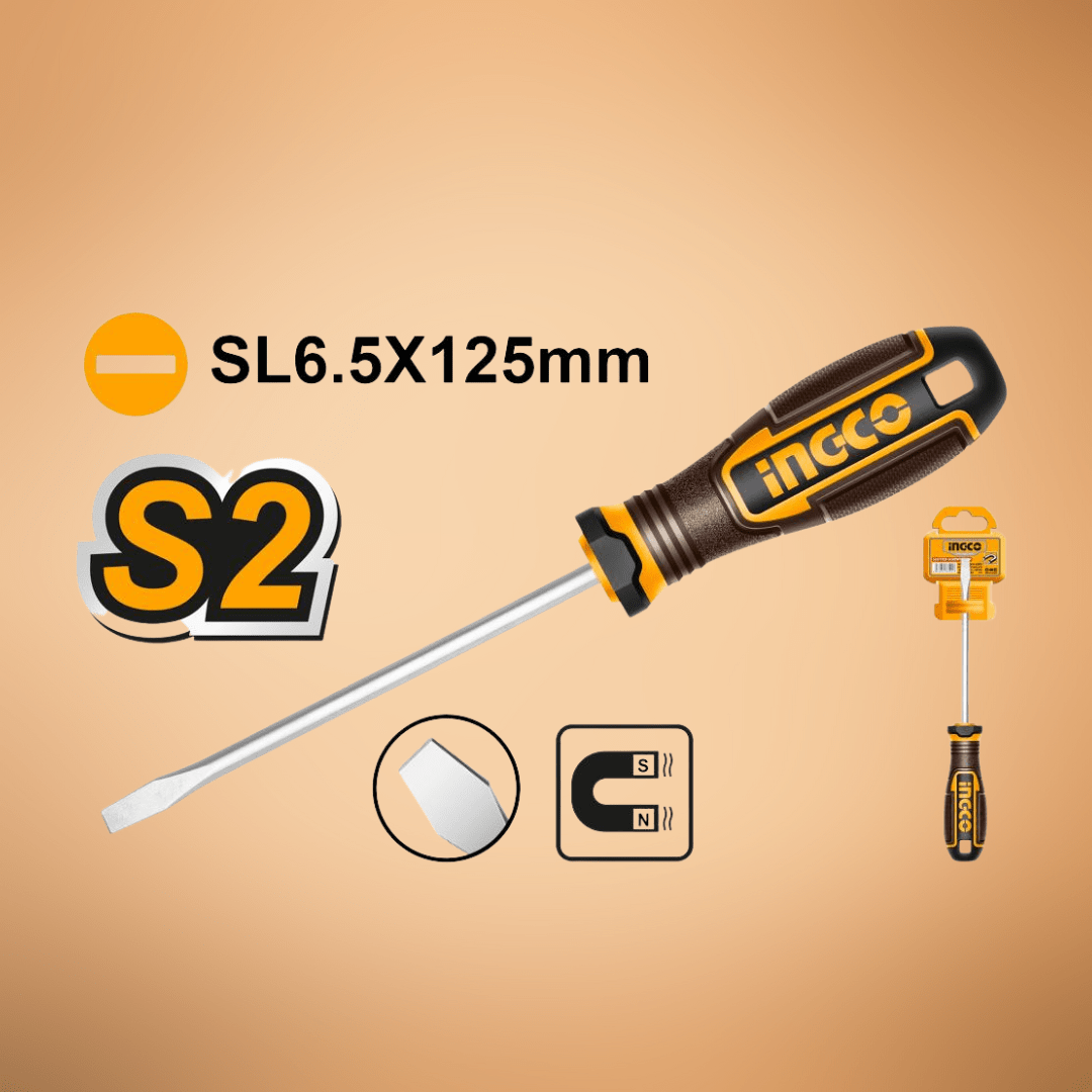 Ingco Screwdrivers Ingco 125mm Slotted Screwdriver - HSDSL6125