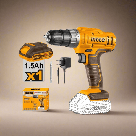 Ingco Drill Ingco 12V Lithium-Ion Cordless Hammer Impact Drill with 2-Speed Gear – CIDLI1228