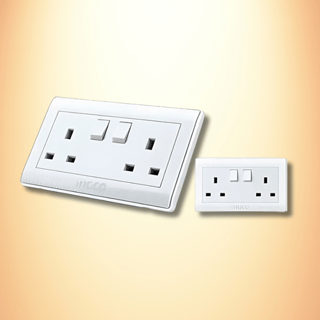 Ingco Switches & Sockets Ingco 13A 2-Gang Switched Double BS Socket – HESST0213A