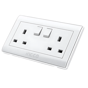 Ingco Switches & Sockets Ingco 13A 2-Gang Switched Double BS Socket – HESST0213A