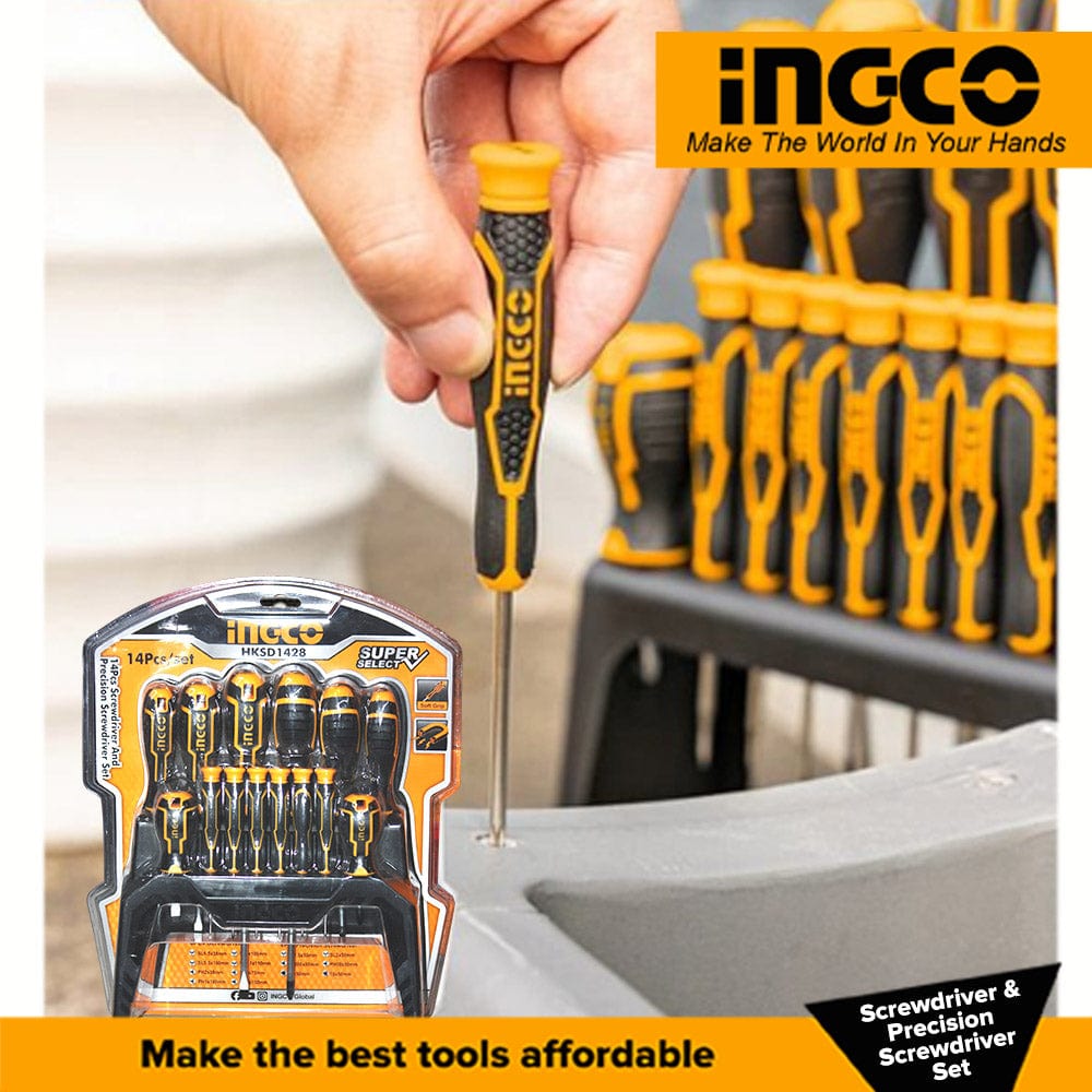 Ingco Screwdrivers Ingco 14 Pieces Screwdriver & Precision Screwdriver Set - HKSD1428