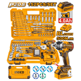 Ingco Power Tool Combo Kit Ingco 152 Pieces Cordless Impact Wrench Tools Set - HKTHP31521