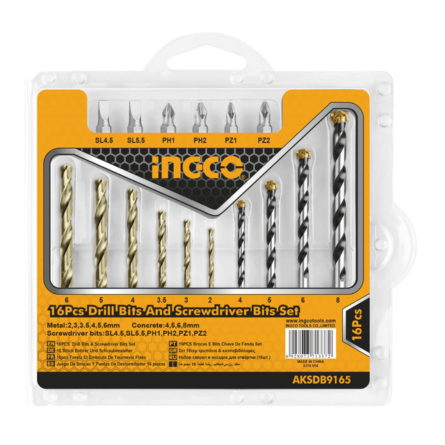 Ingco Drill Bits Ingco 16 Pieces Drill Bits & Screwdriver Bits Set - AKSDB9165