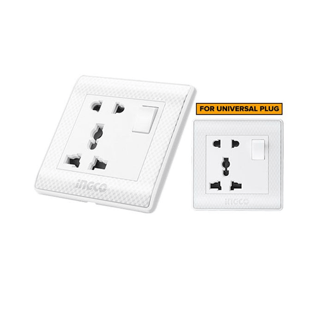 Ingco Switches & Sockets Ingco 16A 1-Gang 2 & 3 Pin Switched Universal Socket - HESST1116A