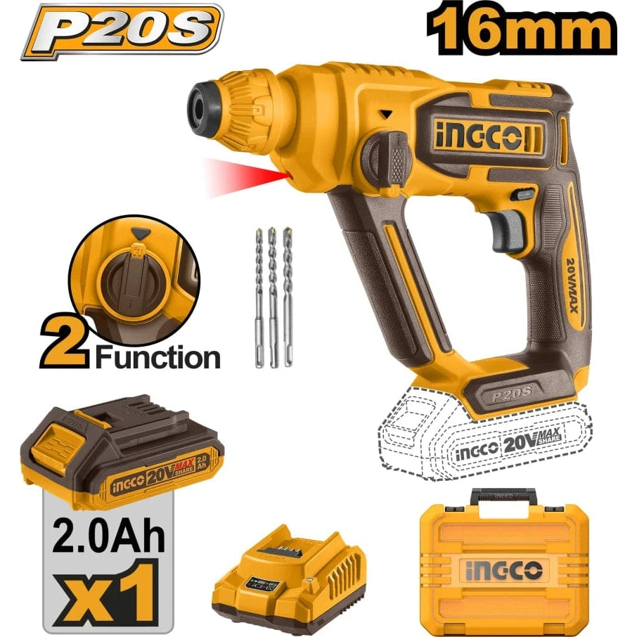 Ingco Drill Ingco 16mm Lithium-Ion Rotary Hammer 20V - CRHLI201681